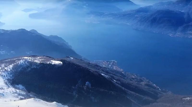 vista lago di Lecco durante ciaspolata Ape Giumello e al monte Muggio