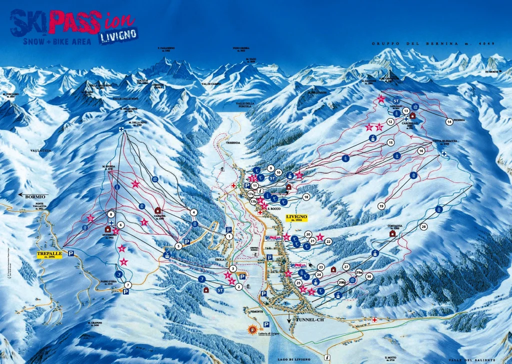 mappa piste da sci Livigno - Valtellina