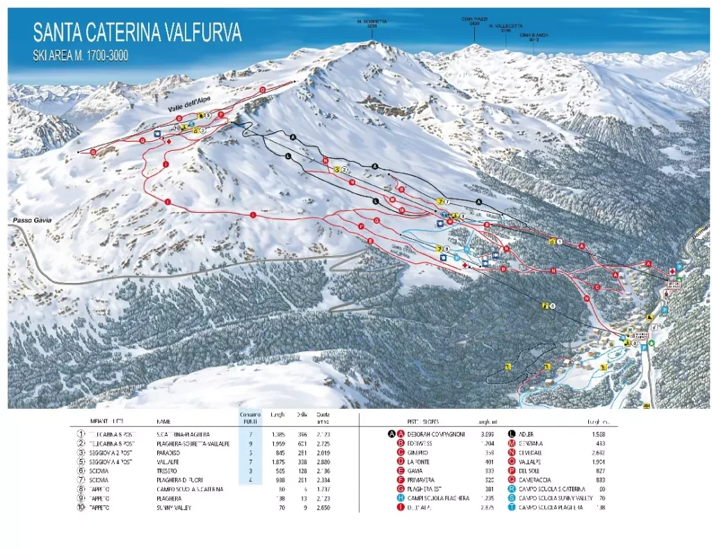 mappa piste Santa Caterina in Valtellina