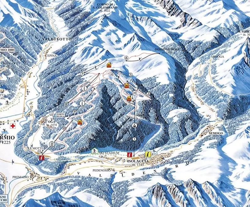 mappa pista per sciare a cima piazzi Valdidentro - Valtellina