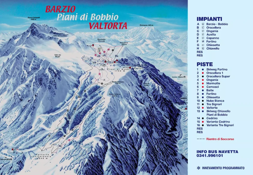 mappa piste da sci piani di bobbio - Sciare in Lombardia
