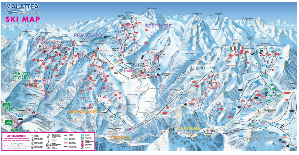 sciare sulla Via Lattea in Val di Susa - mappa comprensorio